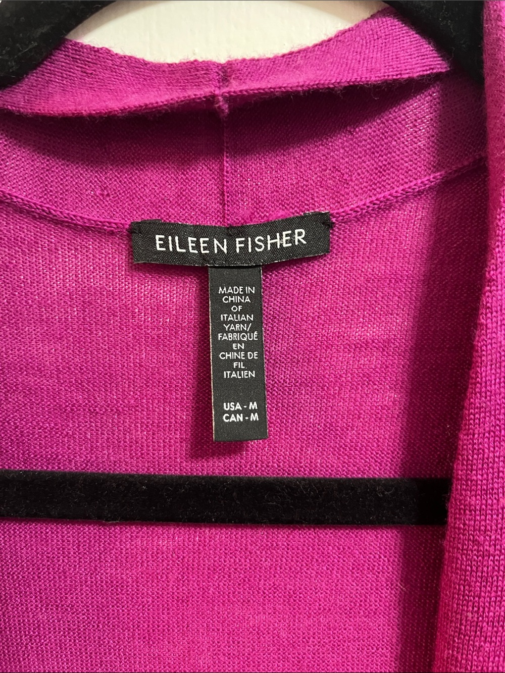 Eileen Fisher Merino Wool Long Open Cardigan - Fuchsia - Picture 2 of 4